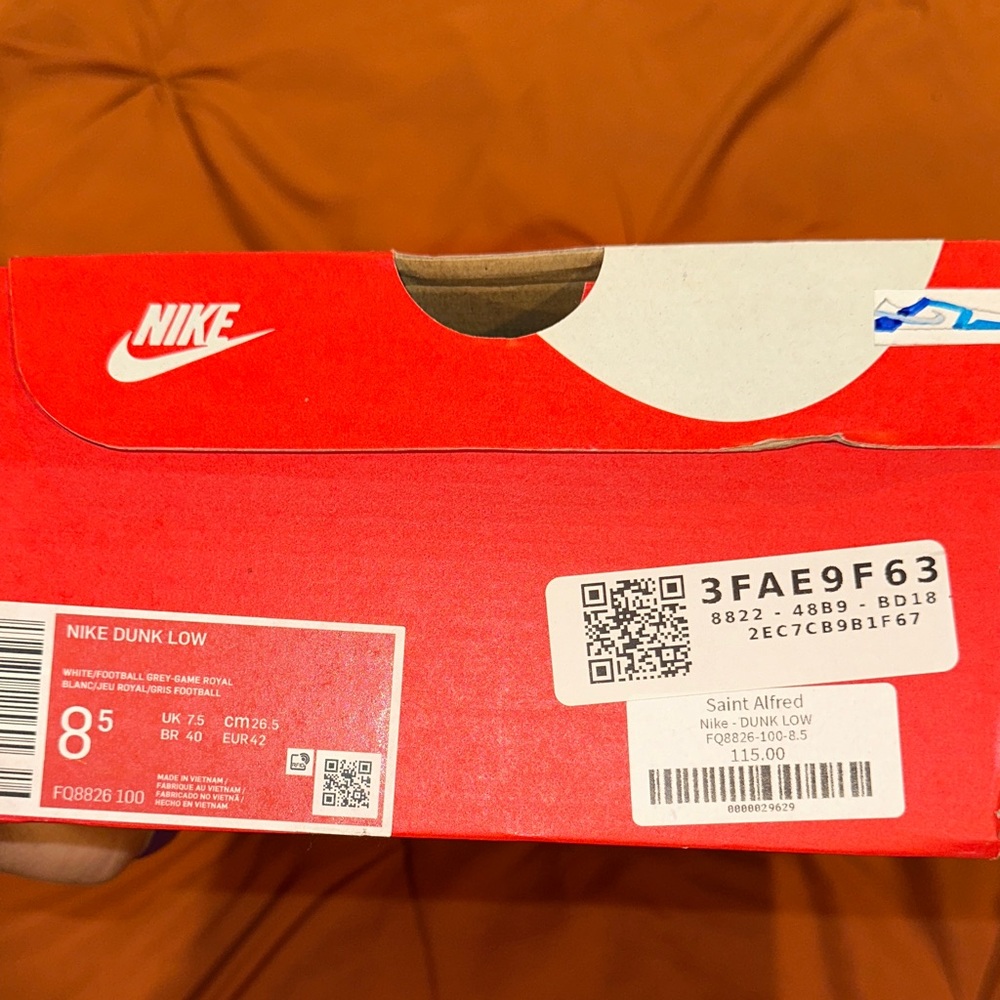 Nike Dunk Low Men's Royal Blue and White Sneakers - Picture 6 of 6
